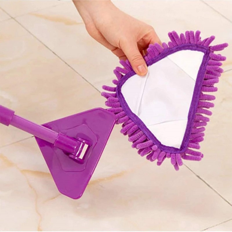 Telescopic Microfiber Mop With Long Handle, Extendable Triangle Mop