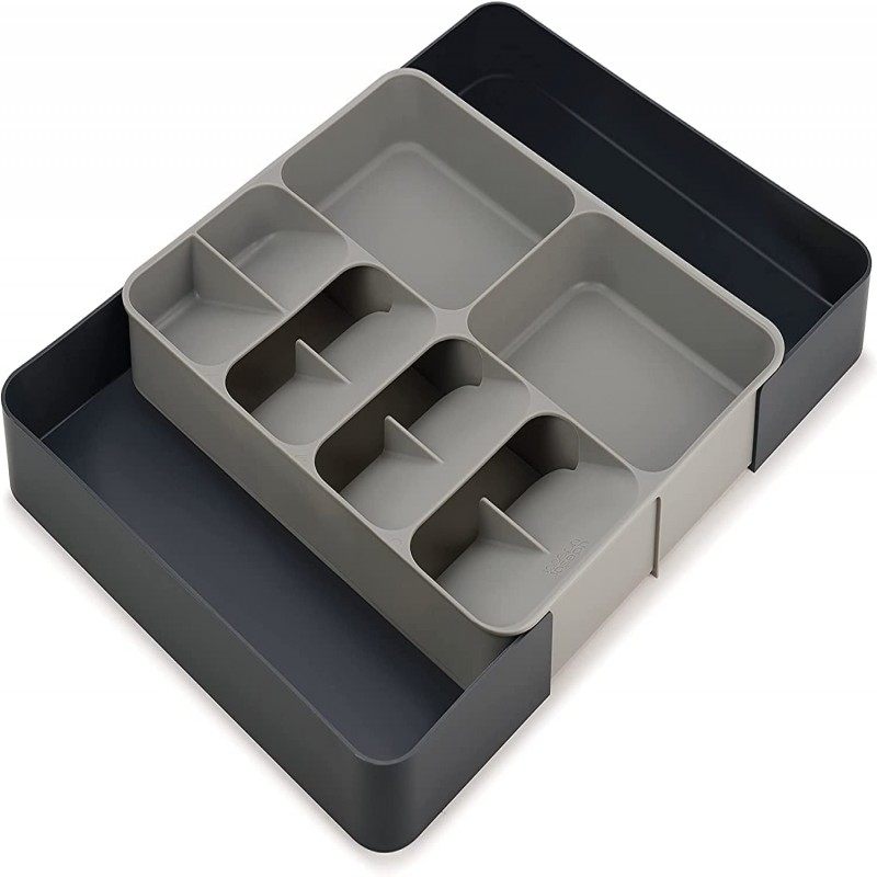 Kitchen Drawer Organizer Tray for Cutlery Utensils and Gadgets, Expandable, Gray