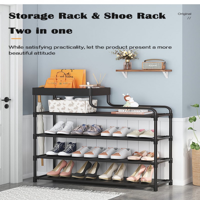 Adjustable Shoe Rack Organizer With Storage Shelf Multipurpose Shoe