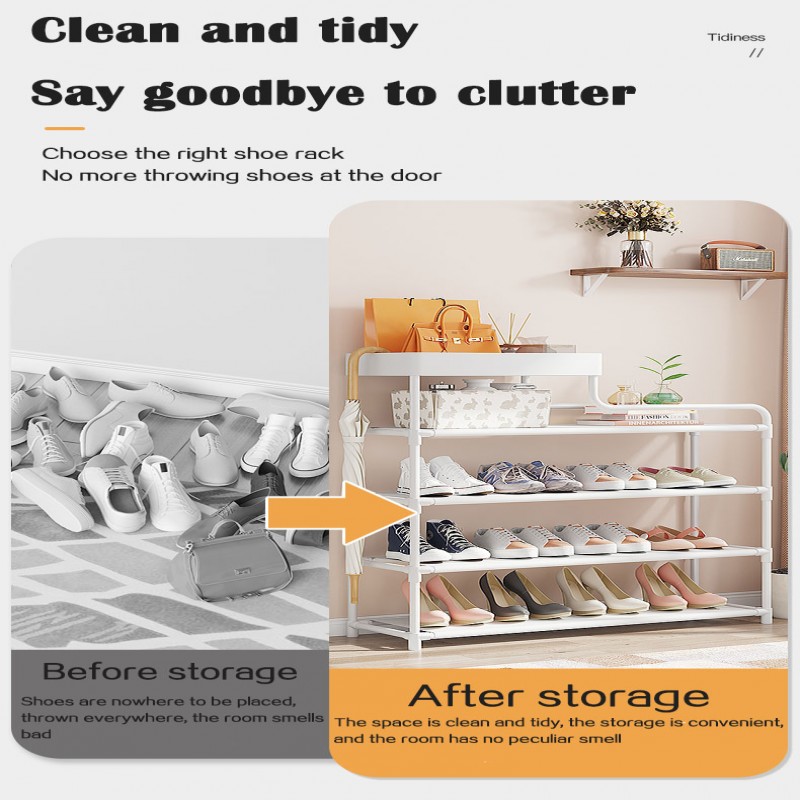 Adjustable Shoe Rack Organizer With Storage Shelf Multipurpose Shoe