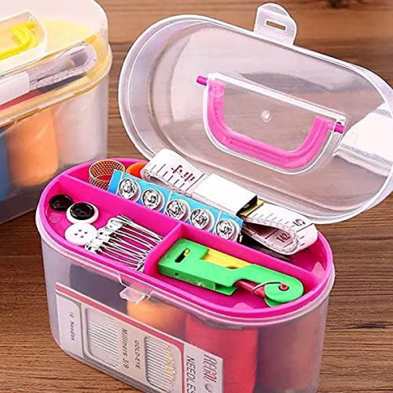 Sewing Kit Box Cloth Fabric Handy Needlework Tool Box NYStore