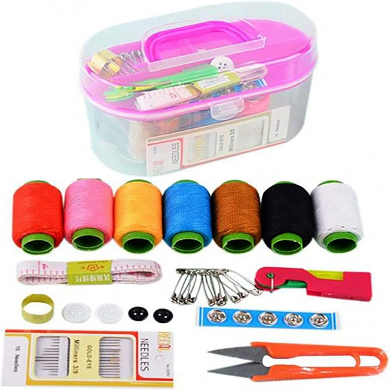 Sewing Kit Box Cloth Fabric Handy Needlework Tool Box NYStore