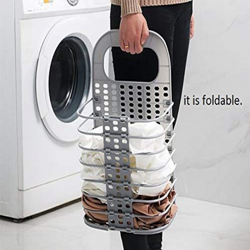 Bathroom Collapsible Dirty Clothes Basket Wall Hanging Plastic Hamper