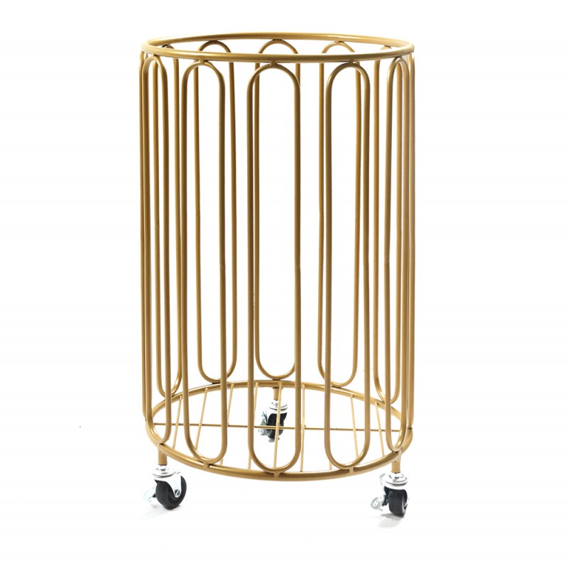Modern Round Metal Laundry Basket with Wheels, Gold Laundry Basket NYStore