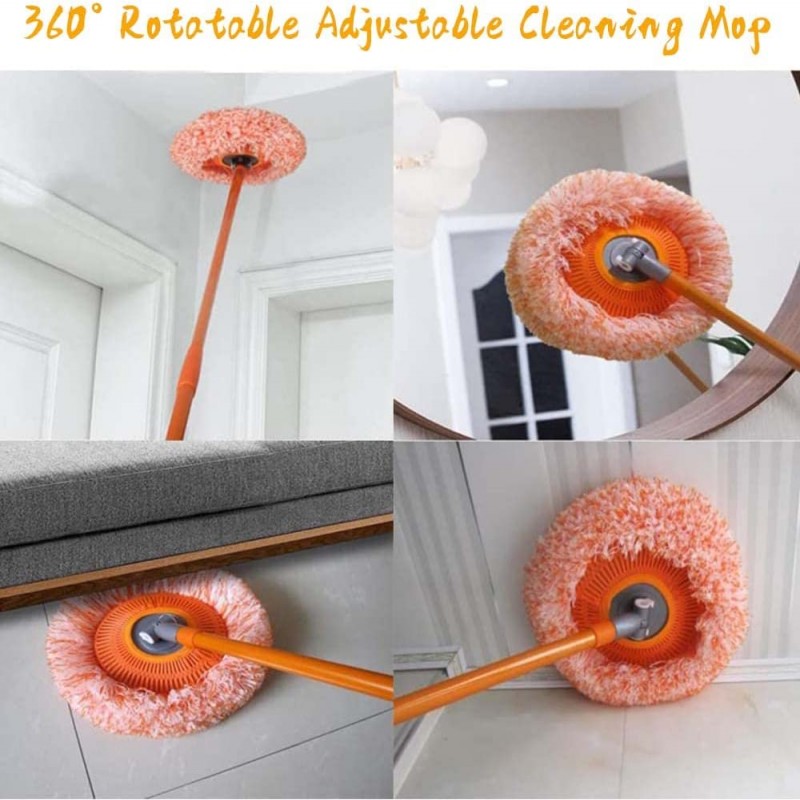 360° Rotatable Adjustable Cleaning Mop, Extendable Wall Cleaning Mop for Bathroom Floor Wall Bed Bottom