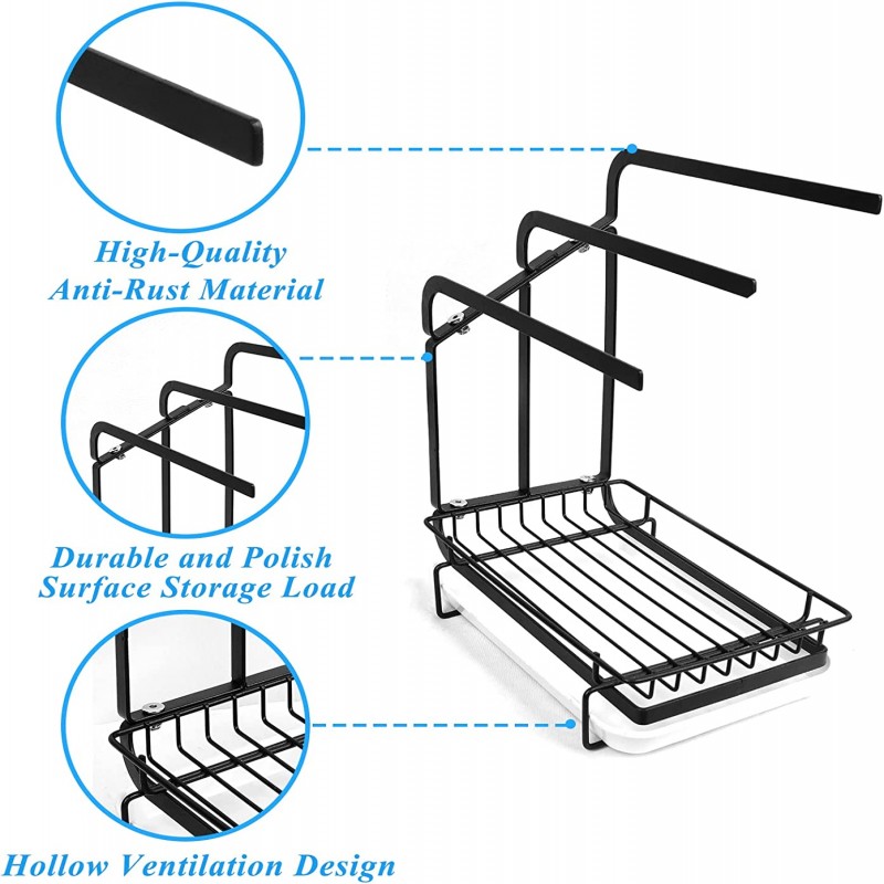 Adjustable Over-The-Sink Dish Cloth Holder - Stainless Steel Kitchen Organizer Rack For Sponges & Brushes