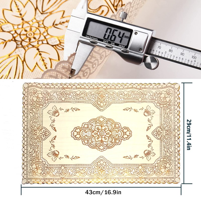 Placemats Kitchen Table Mat for Dining Table Non-Slip Washable Heat Resistant Plate Mat Rectangle Gold Bloom Kitchen Table Mats Set of 6 (Golden)