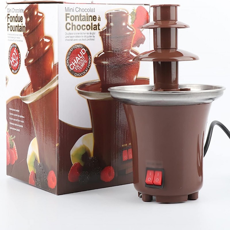 Chocolate Fondue Fountain, 3 Tiers Electric Melting Machine Chocolate Fountain Mini Hot Chocolate Fondue Pot, 1.5-Pound Capacity