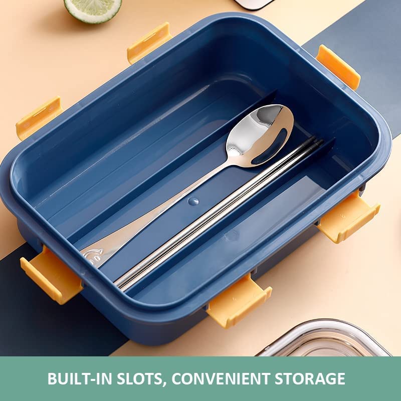 3 Compartment Stainless Steel Insulated Perfect Lunch Box for School & Office Men and Women