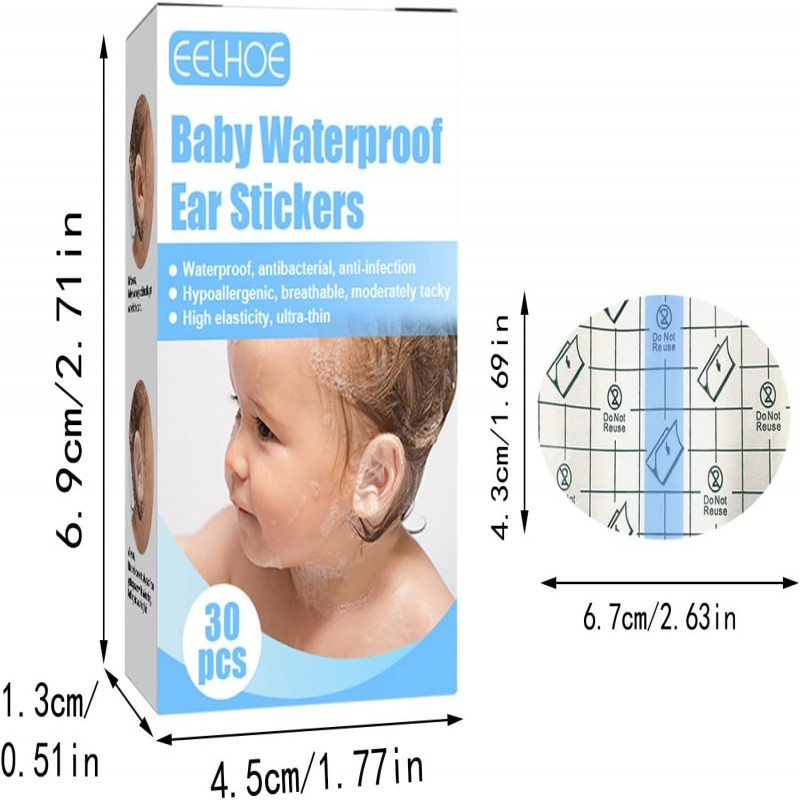30pcs Baby Waterproof Ear Patch Stickers Ear Protector Swimming Bath Shampoo