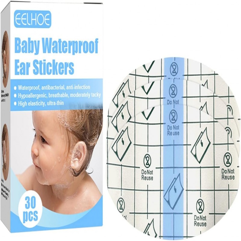 30pcs Baby Waterproof Ear Patch Stickers Ear Protector Swimming Bath Shampoo