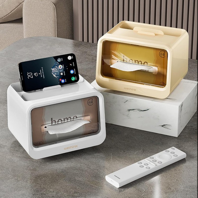 Tissue Box Holder with Stationery Remote Control Box - NY-Store 