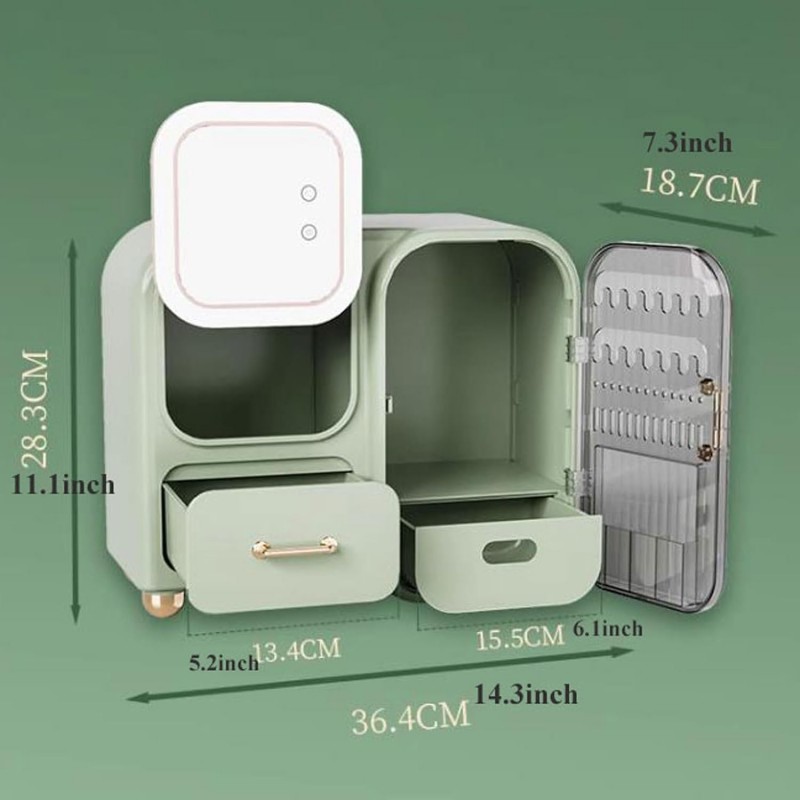 Makeup Organizer Storage Box with Mirror - NY-Store 