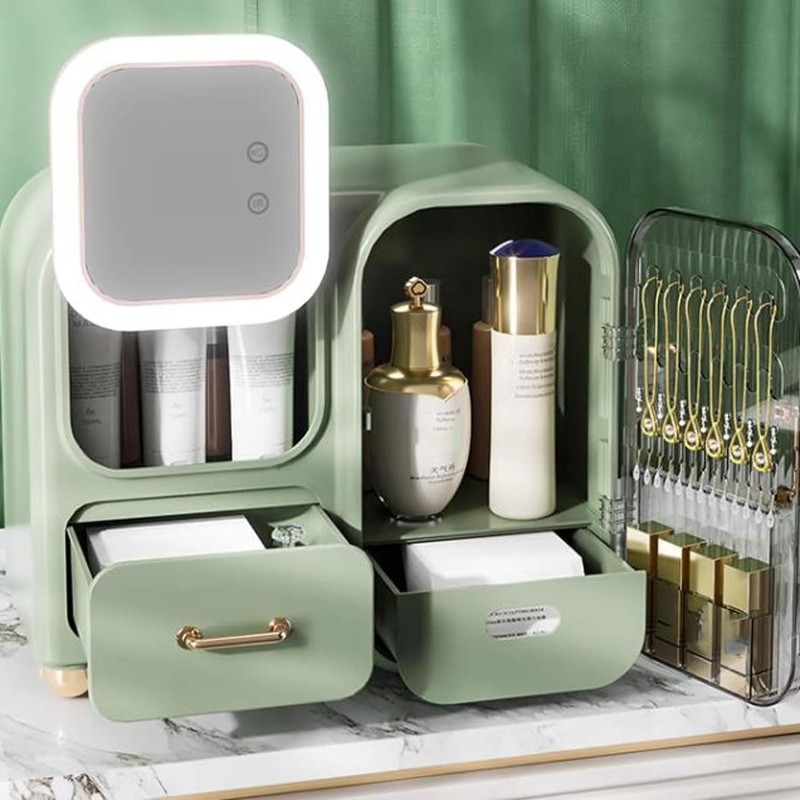 Makeup Organizer Storage Box with Mirror - NY-Store 