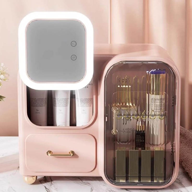 Makeup Organizer Storage Box with Mirror - NY-Store 
