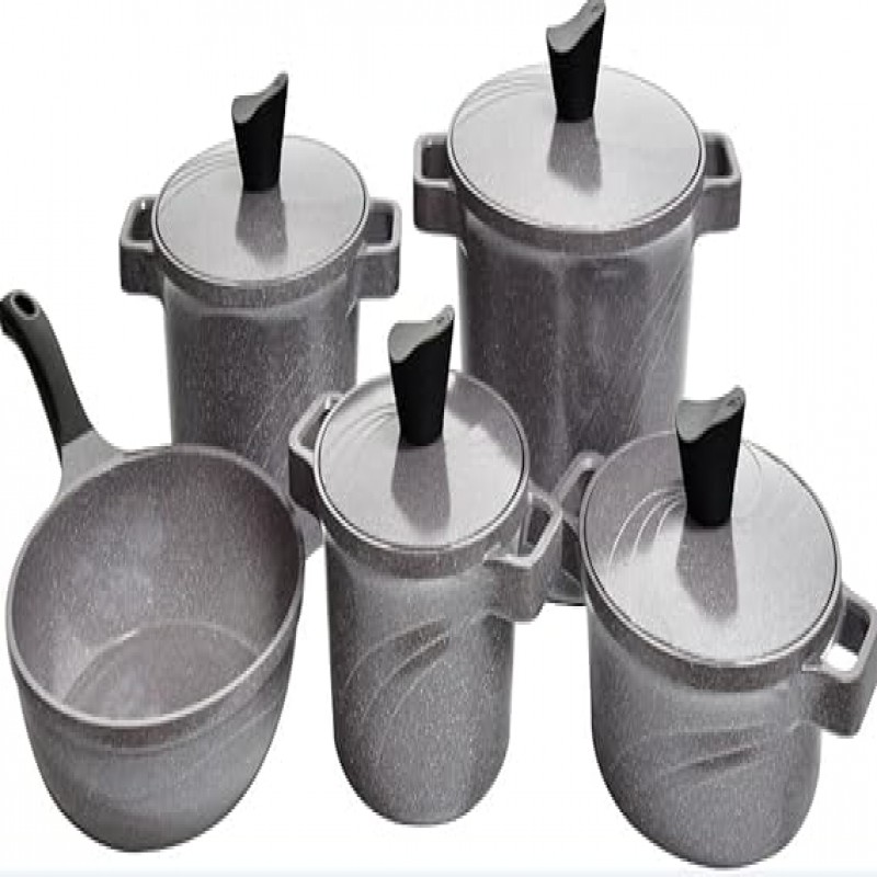Korean Cory Granite Cookware 5 Piece Set Grey NYStore