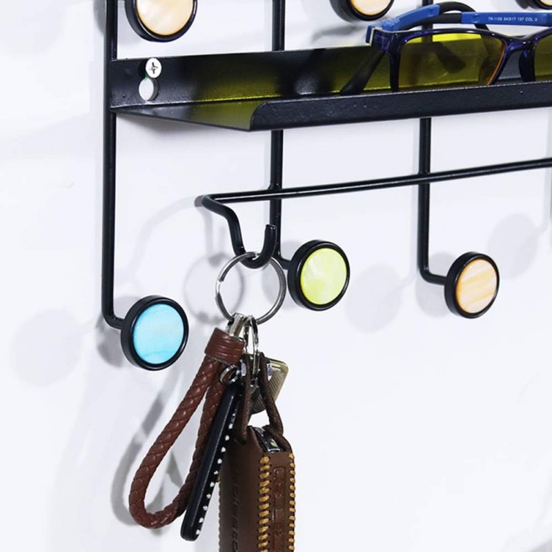 Nordic Style Wall Shelf With Hooks, Wall Decor - Rectangle