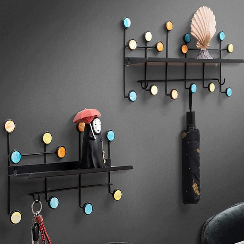 Nordic Style Wall Shelf With Hooks, Wall Decor - Rectangle