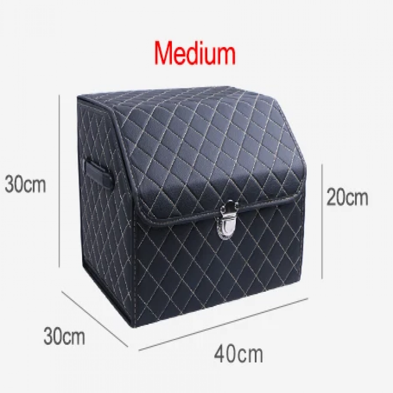 Portable Car Trunk Organizer Box Large Capacity Multiuse Tools Storage Bag Stowing Tidying Leather Folding