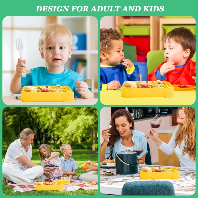 Children's Lunch Box with Compartments, Bento Lunch Box for Adults, Girls and Boys
