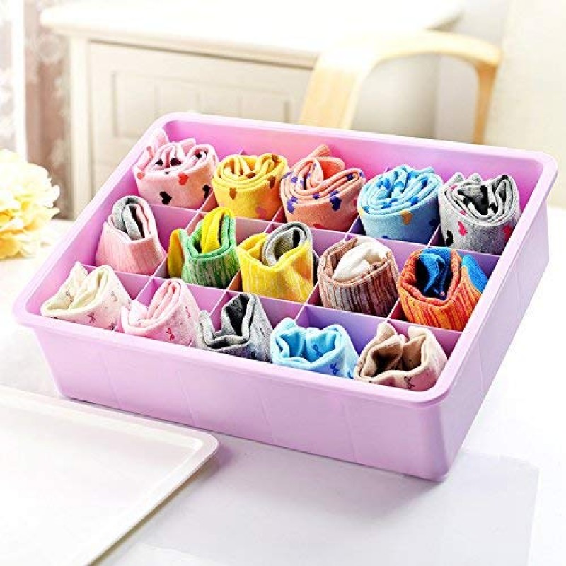 Box Drawer Organizer, 15 Compartment Plastic Storage Drawer Organizer