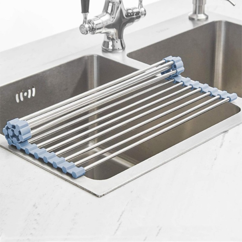Over The Sink Dish Drying Rack, Roll Up Dish Drying Rack Kitchen Sink Rack