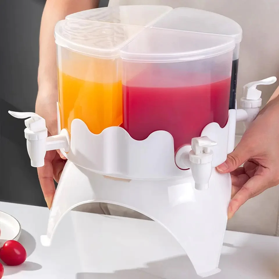 4 in 1 Drink Dispenser Large Capacity Water Jug with Bucket - Cold Drink Storage Container for Kitchen Refrigerator