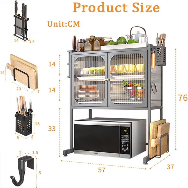 Microwave Stand With Storage Cabinets Dustproof Cupboards Dish Storage Racks Knife Tableware Storage Racks