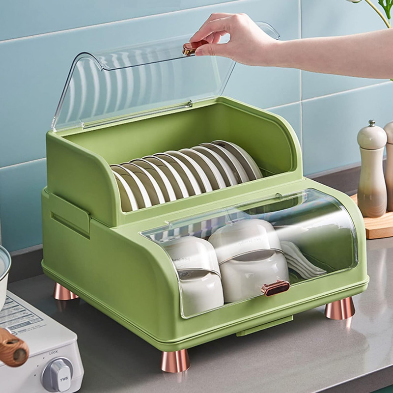 Multi-Function Dish Rack, Drain Dish Rack With Cover, Dish Drainer Utensil Organizer For Kitchen