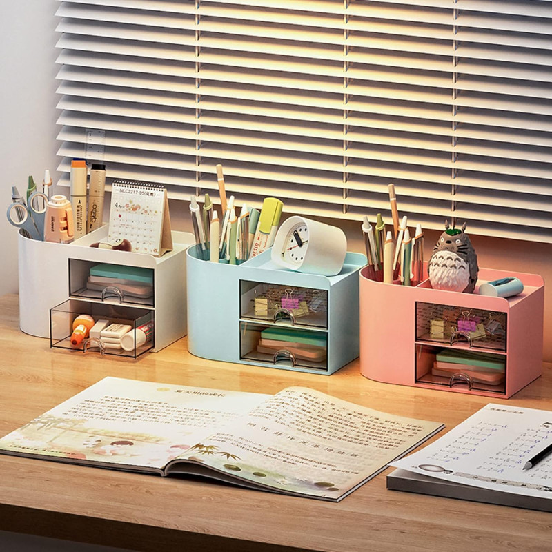 Office Desk Organiser with Drawer, Mini Office Supplies and Desk Accessories