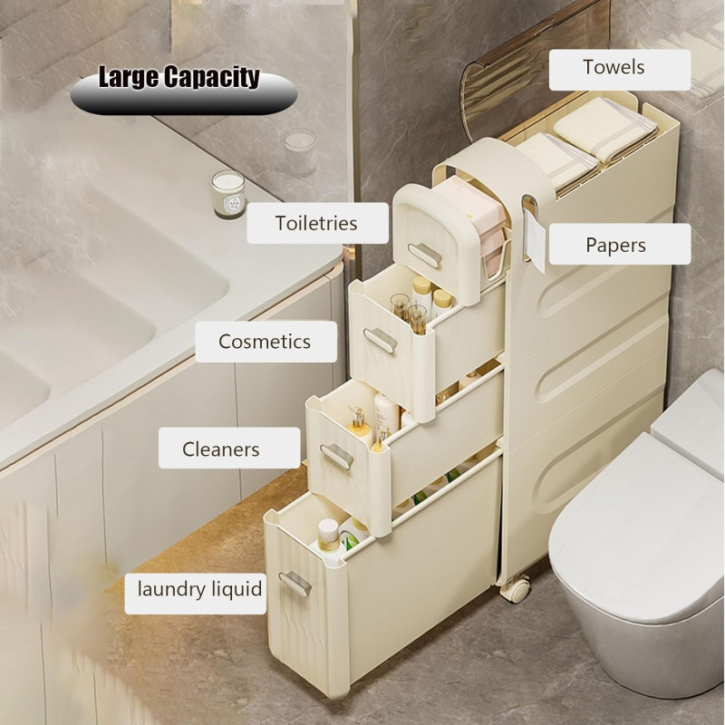 Multifunctional Bathroom/Laundry/Bedroom/Kitchen Organizer Side Corner Unit, Floor Cabinet