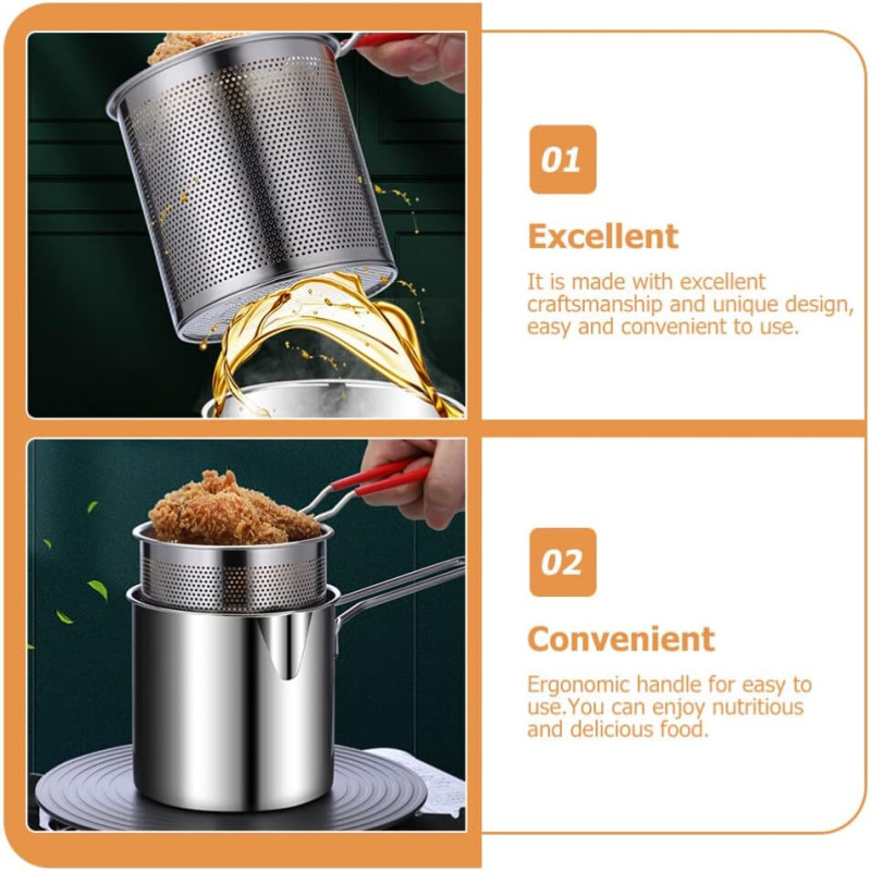 Stainless Steel Deep Frying Pot with Strainer - NY-Store