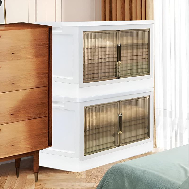 Plastic Storage Bins / Container with Lid, Collapsible Storage Bins, Clear Stackable Storage Bin for Closet