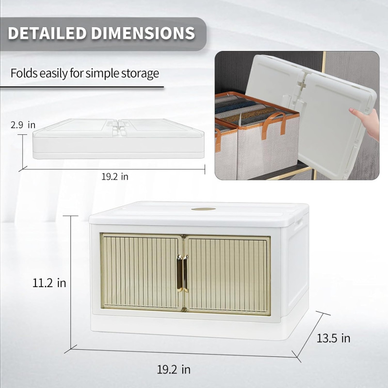 Plastic Storage Bins / Container with Lid, Collapsible Storage Bins, Clear Stackable Storage Bin for Closet