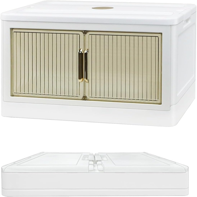 Plastic Storage Bins / Container with Lid, Collapsible Storage Bins, Clear Stackable Storage Bin for Closet