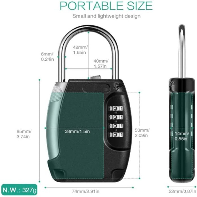 Metal Hidden Key Safe Box 4 Digital Password Combination Lock - NY-Store