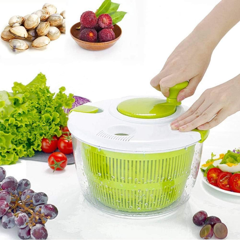 Kitchen Salad Spinner Large 5L Capacity Manual Lettuce Spinner With Secure Lid NY Store