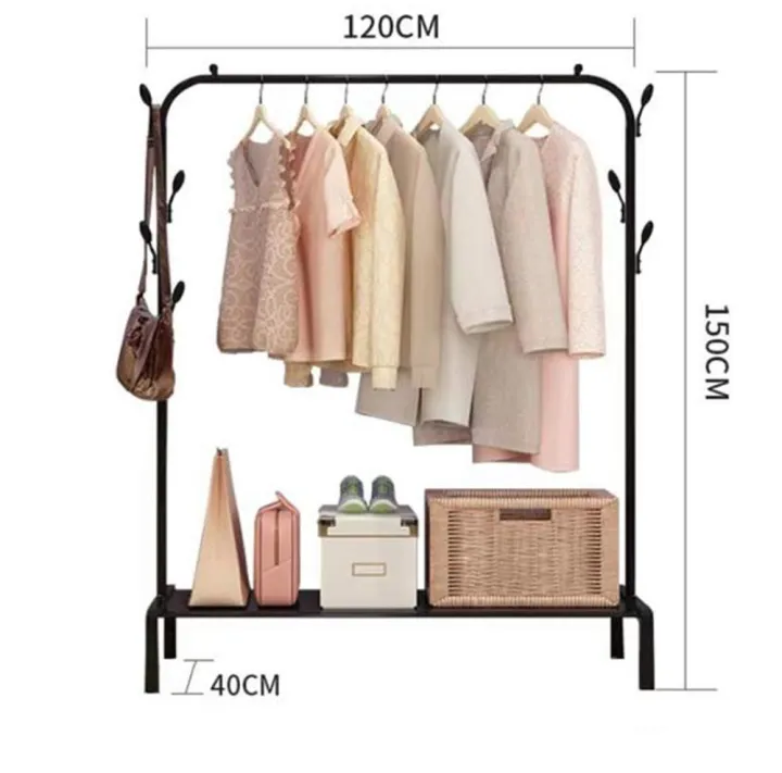 Single Pole Movable Portable Adjustable Coat Clothes Garment Hanging Rack
