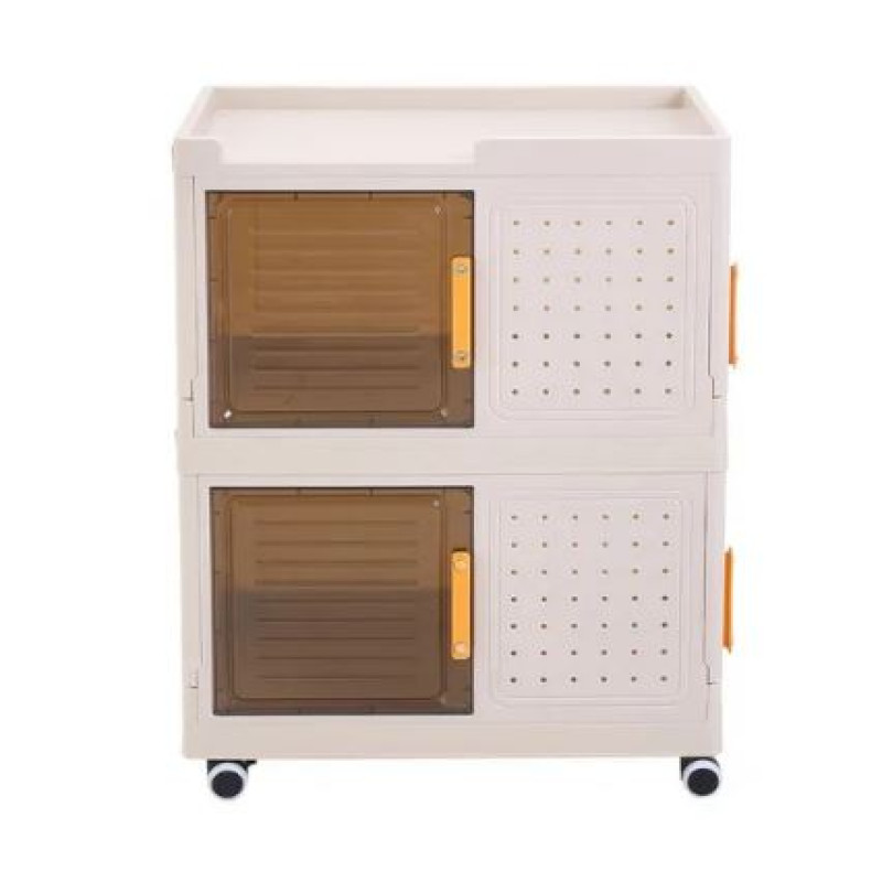 Narrow Storage Cabinet Multifunctional Foldable Storage Cabinet with Wheels and Hooks