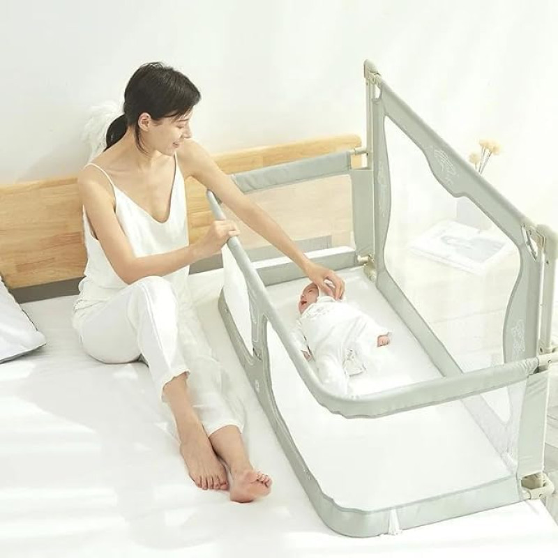 3 In 1 Baby Bed Without Mattress Breathable And Visible Mesh Window Sturdy Aluminum Alloy Bed Bracket For Baby Co-Sleeping