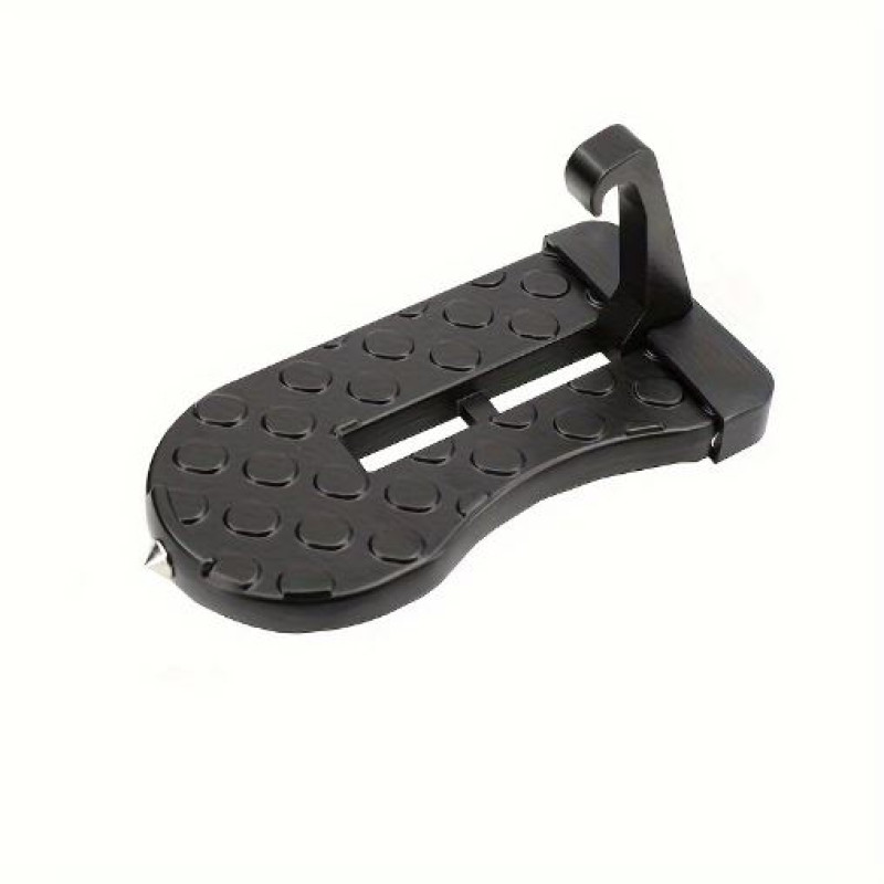 Foldable Car Door Step with Safety Hammer & Anti-Skid Wheel - Multi-Functional Car Door Climbing Pedals, Durable Aluminum Alloy (Black)