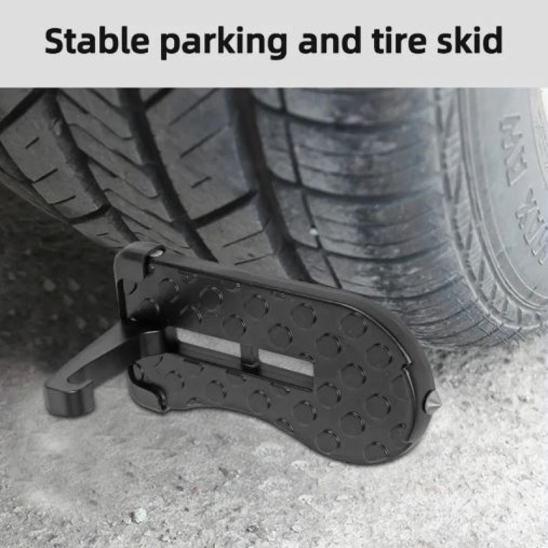 Foldable Car Door Step with Safety Hammer & Anti-Skid Wheel - Multi-Functional Car Door Climbing Pedals, Durable Aluminum Alloy (Black)