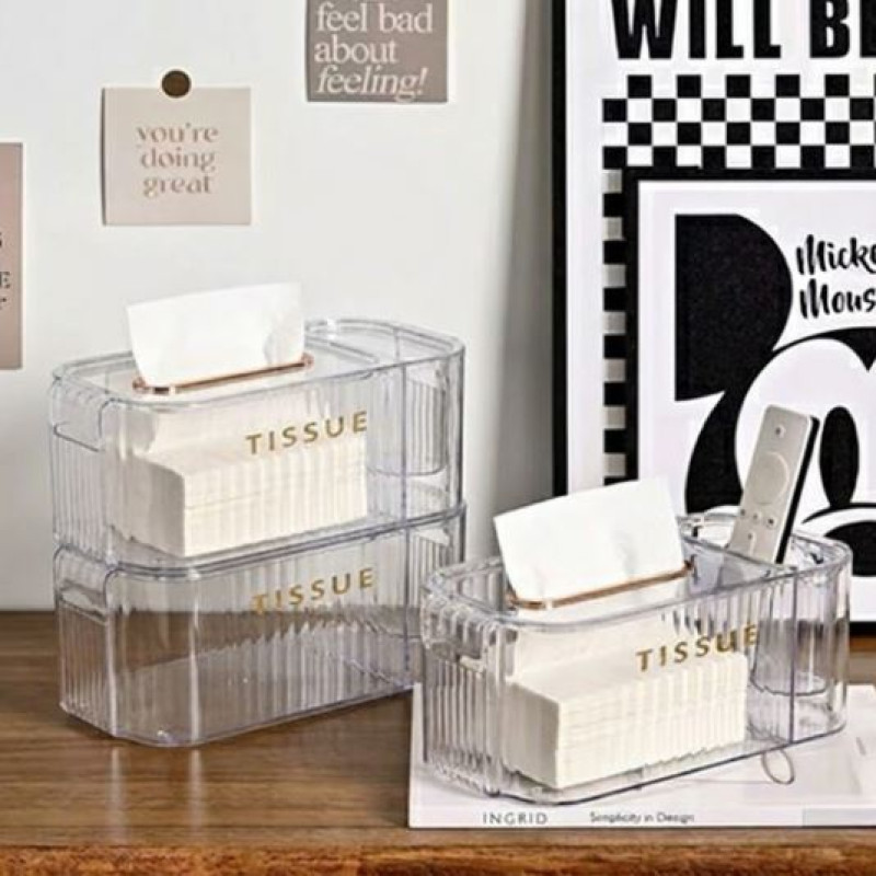 Multifunctional Acrylic Tissue Box with Remote Control Holder - NY-Store