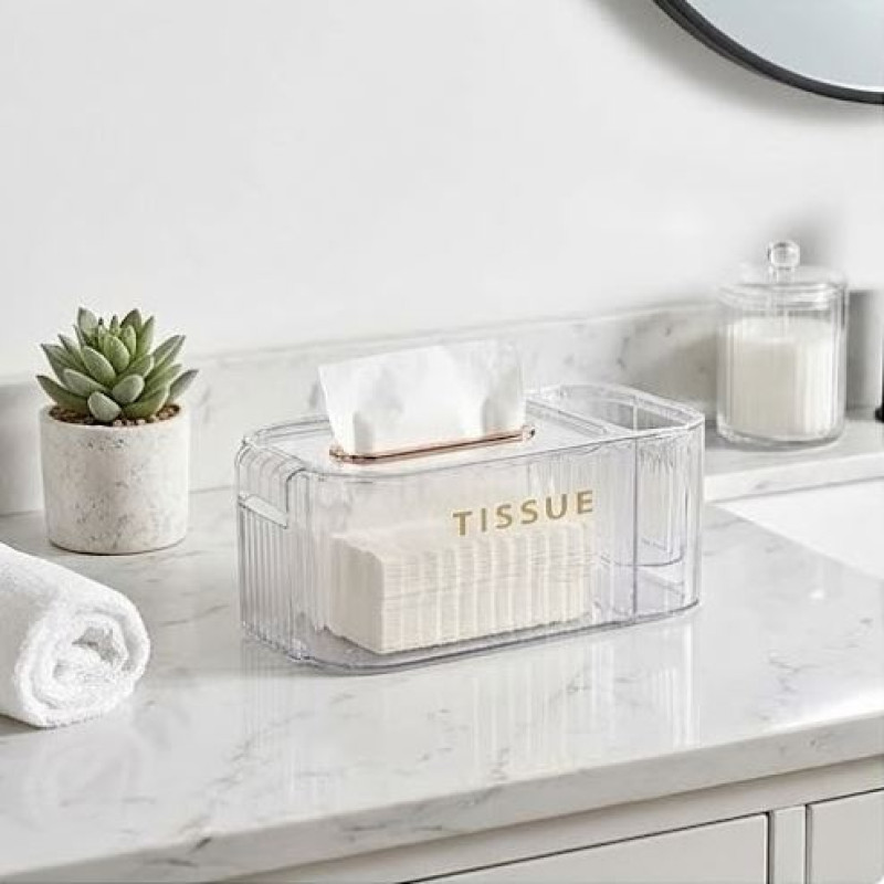 Multifunctional Acrylic Tissue Box with Remote Control Holder - NY-Store