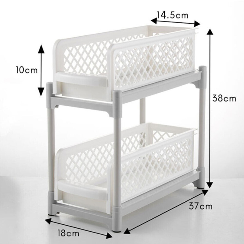 Portable 2-Tier Basket Drawers - Multifunction Storage Shelf Rack - NY ...