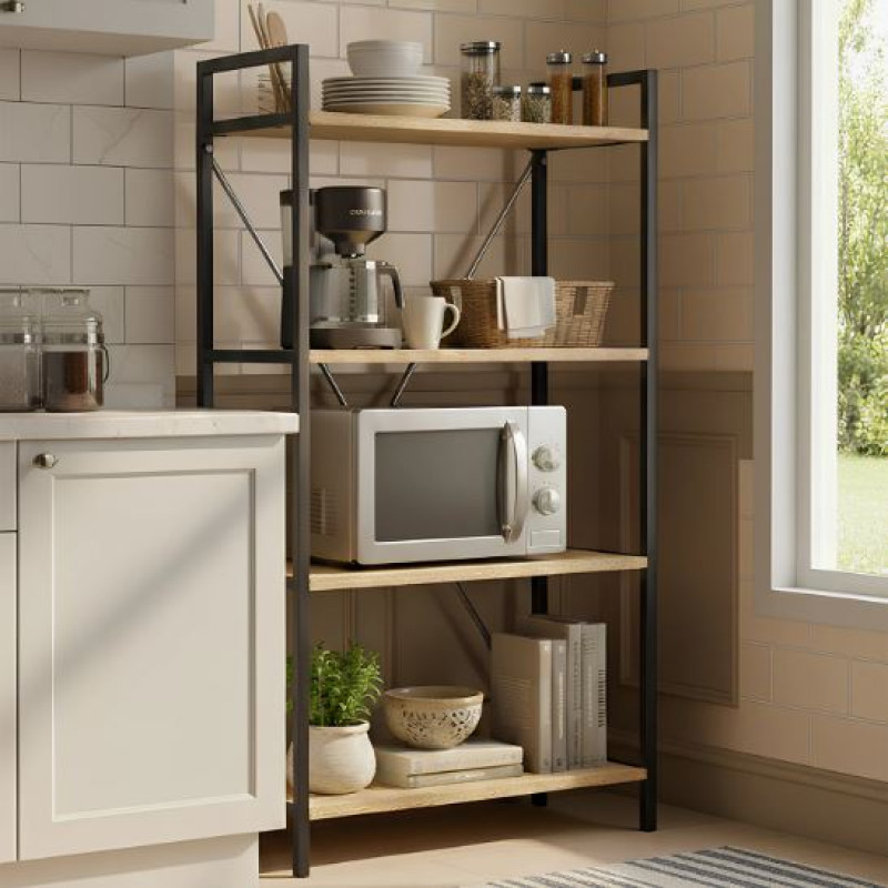 4-Tier Industrial Rolling Storage Rack with Lockable Wheels - Storage ...