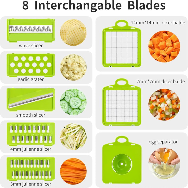 Multifunctional 14-in-1 Vegetable Chopper and Slicer Set
