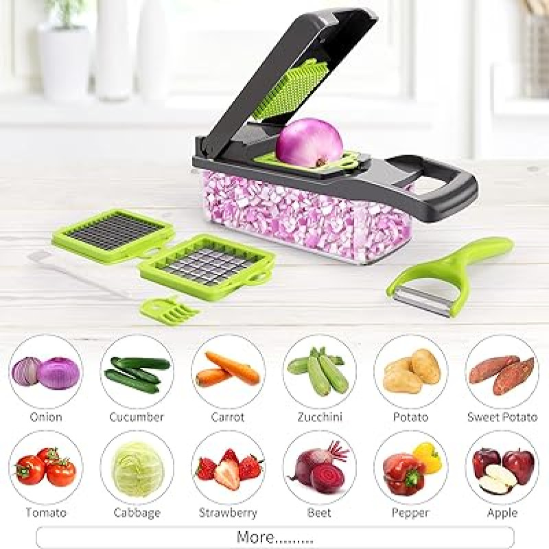 Multifunctional 14-in-1 Vegetable Chopper and Slicer Set