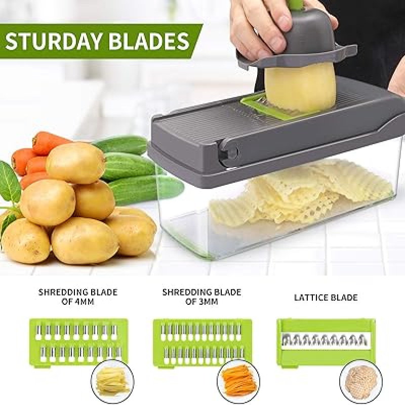 Multifunctional 14-in-1 Vegetable Chopper and Slicer Set
