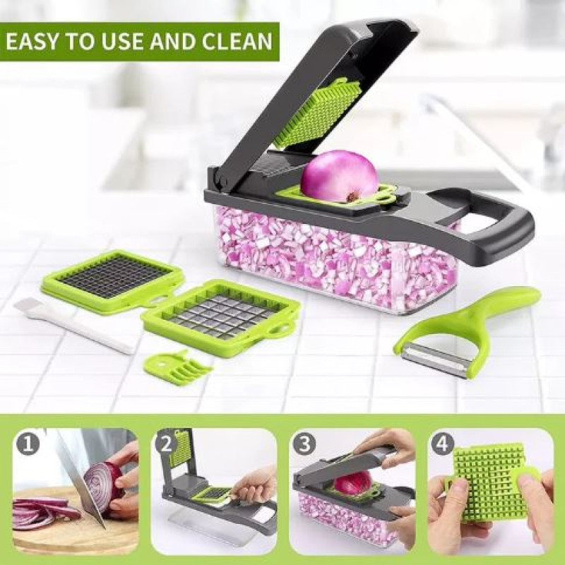 Multifunctional 14-in-1 Vegetable Chopper and Slicer Set